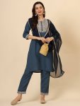 DESIGNER SILK BLEND EMBROIDERY WORK TOP BOTTOM WITH DUPATTA PARTY WEAR WHOLESALE PRICE ETHNIC GARMENT (19)