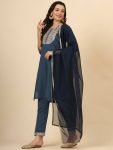 DESIGNER SILK BLEND EMBROIDERY WORK TOP BOTTOM WITH DUPATTA PARTY WEAR WHOLESALE PRICE ETHNIC GARMENT (19)