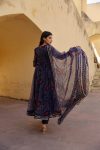 DESIGNER SILK PRINTED GOWN WITH LACE PRINTED DUPATTA PARTY WEAR GOWN WITH DUPATTA PARTY WEAR WHOLESALE PRICE ETHNIC GARMENT (1)