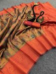 DESIGNER TISSU SILK TRIPLE COPPER ZARI WEAVING WORK SAREE WITH UNSTITCHED BLOUSE PARTY WEAR WHOLESALE PRICE ETHNIC GARMENT 9 (1)