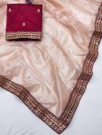 DESIGNER TISSUE SILK EMBROIDERY CODING AND SEQUENCE WORK SAREE WITH UNSTITCHED BLOUSE PARTY WEAR WHOLESALE PRICE ETHNIC GARMENT (27)