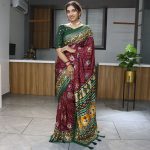 DESIGNER TUSSAR SILK PRINT WITH FOIL WORK SAREE WITH UNSTITCHED BLOUSE FESTIVAL WEAR WHOLESALE PRICE ETHNIC GARMENT (7)