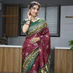 DESIGNER TUSSAR SILK PRINT WITH FOIL WORK SAREE WITH UNSTITCHED BLOUSE FESTIVAL WEAR WHOLESALE PRICE ETHNIC GARMENT (7)