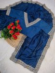 DESIGNER VICHITRA SILK EMBROIDERY CODING AND CUT WORK SAREE WITH UNSTITCHED BLOUSE PARTY WEAR WHOLESALE PRICE ETHNIC GARMENT (5)
