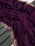 DESIGNER VICHITRA SILK EMBROIDERY CODING SEQUENCE CUT WORK LACE BORDER SAREE WITH UNSTITCHED BLOUSE PARTY WEAR WHOLESALE PRICE ETHNIC GARMENT (2)