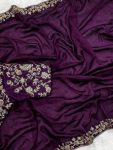 DESIGNER VICHITRA SILK EMBROIDERY CODING SEQUENCE CUT WORK LACE BORDER SAREE WITH UNSTITCHED BLOUSE PARTY WEAR WHOLESALE PRICE ETHNIC GARMENT (2)