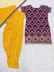 DESIGNER VICHITRA SILK EMBROIDERY SEQUENCE WORK TOP WITH GEORGETTE PATIYALA AND NET DUPATTA PARTY WEAR WHOLESALE PRICE ETHNIC GARMENT (3)