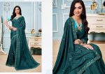 DESIGNER VICHITRA SILK MULTI EMBROIDERY SEQUENCE WORK SAREE WITH UNSTITCHED BLOUSE PARTY WEAR WHOLESALE PRICE ETHNIC GARMENT (15)