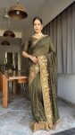 DESIGNER VICHITRA SILK ZARI WITH DMC SWAROVSKI WORK READY TO WEAR SAREE WITH UNSTITCHED BLOUSE FESTIVAL WEAR WHOLESALE PRICE ETHNIC GARMENT (13)