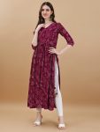 DESIGNER VISCOSE BADHNI PRINT WITH HAND MADE LATKAN WORK NAYRA CUT KURTI CASUAL WEAR WHOLESALE PRICE ETHNIC GARMENT (19)