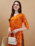 DESIGNER VISCOSE BADHNI PRINT WITH HAND MADE LATKAN WORK NAYRA CUT KURTI CASUAL WEAR WHOLESALE PRICE ETHNIC GARMENT (10)