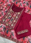 DESIGNER VISCOSE CHANDERI CODING EMBROIDERY SEQUENCE WORK TOP BOTTOM WITH DUPATTA FESTIVAL WEAR WHOLESALE PRICE ETHNIC GARMENT (25)