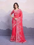 DESOGNER TABBY ORGANZA EMBROIDERY WORK SAREE WITH UNSTITCHED BLOUSE PARTY WEAR WHOLESALE PRICE ETHNIC GARMENT (13)