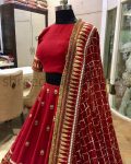 FANCY AMERICAN CREAP EMBROIDERY SEQUENCE WORK LEHENGA CHOLI WITH DUPATTA WEDDING WEAR WHOLESALE PRICE ETHNIC GARMENT (2)