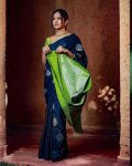 FANCY BANARASI SILK COPPER WITH SILVER ZARI WEAVING WORK SAREE WITH UNSTITCHED BLOUSE PARTY WEAR WHOLESALE PRICE ETHNIC GARMENT (1)