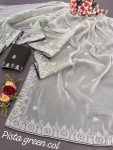 FANCY BURBERRY SILK EMBROIDERY THREAD WORK SAREE WITH UNSTITCHED BLOUSE PARTY WEAR WHOLESALE PRICE ETHNIC GARMENT (3)