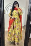 FANCY CHINON DIGITAL FLORAL PRINTED GOWN WITH DUPATTA PARTY WEAR WHOLESALE PRICE ETHNIC GARMENT (1)