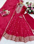 FANCY CHINON EMBROIDERY SEQUENCE WORK GOWN BOTTOM WITH DUPATTA PARTY WEAR WHOLESALE PRICE ETHNIC GARMENT (7)