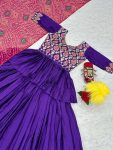 FANCY CHINON EMBROIDERY WORK TOP LEHENGA WITH DUPATTA PARTY WEAR WHOLESALE PRICE ETHNIC GARMENT (4)