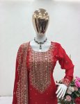 FANCY CHINON SEQUENCE EMBROIDERY WORK TOP BOTTOM WITH DUPATTA PARTY WEAR WHOLESALE PRICE ETHNIC GARMENT (3)