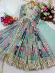 FANCY CHINON SILK DIGITAL PRINT EMBROIDERY SEQUENCE WORK GOWN BOTTOM WITH DUPATTA PARTY WEAR WHOLESALE PRICE ETHNIC GARMENT (5)