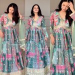 FANCY CHINON SILK DIGITAL PRINT EMBROIDERY SEQUENCE WORK GOWN BOTTOM WITH DUPATTA PARTY WEAR WHOLESALE PRICE ETHNIC GARMENT (5)