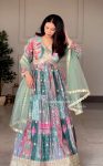 FANCY CHINON SILK DIGITAL PRINT EMBROIDERY SEQUENCE WORK GOWN BOTTOM WITH DUPATTA PARTY WEAR WHOLESALE PRICE ETHNIC GARMENT (5)