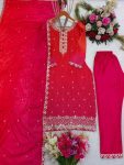 FANCY CHINON SILK DIGITAL PRINTED EMBROIDERY WORK TOP BOTTOM WITH DUPATTA PARTY WEAR WHOLESALE PRICE ETHNIC GARMENT (1)