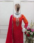 FANCY CHINON SILK DIGITAL PRINTED EMBROIDERY WORK TOP BOTTOM WITH DUPATTA PARTY WEAR WHOLESALE PRICE ETHNIC GARMENT (1)
