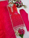 FANCY CHINON SILK DIGITAL PRINTED EMBROIDERY WORK TOP BOTTOM WITH DUPATTA PARTY WEAR WHOLESALE PRICE ETHNIC GARMENT (1)