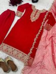 FANCY CHINON SILK EMBROIDERY CODING DORI-SEQUENCE WORK TOP BOTTOM WITH DUPATTA FESTIVAL WEAR WHOLESALE PRICE ETHNIC GARMENT (5)