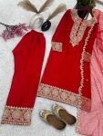 FANCY CHINON SILK EMBROIDERY CODING DORI-SEQUENCE WORK TOP BOTTOM WITH DUPATTA FESTIVAL WEAR WHOLESALE PRICE ETHNIC GARMENT (5)