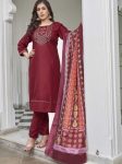 FANCY COTTON BLENT PRINTED EMBROIDERY WORK TOP BOTTOM WITH DUPATTA PARTY WEAR WHOLESALE PRICE ETHNIC GARMENT (9)