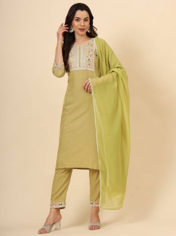 FANCY COTTON EMBROIDERY WORK TOP BOTTOM WITH DUPATTA YELLOW