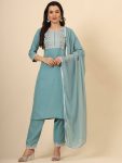 FANCY COTTON EMBROIDERY WORK TOP BOTTOM WITH DUPATTA PARTY WEAR WHOLESALE PRICE ETHNIC GARMENT (13)