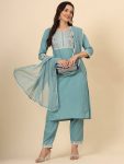 FANCY COTTON EMBROIDERY WORK TOP BOTTOM WITH DUPATTA PARTY WEAR WHOLESALE PRICE ETHNIC GARMENT (13)
