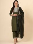 FANCY COTTON EMBROIDERY WORK TOP BOTTOM WITH DUPATTA PARTY WEAR WHOLESALE PRICE ETHNIC GARMENT (4)