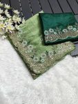 FANCY CRUSH EMBROIDERY BUTTA WORK SAREE WITH UNSTITCHED BLOUSE PARTY WEAR WHOLESALE PRICE ETHNIC GARMENT (2)