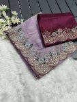 FANCY CRUSH EMBROIDERY BUTTA WORK SAREE WITH UNSTITCHED BLOUSE PARTY WEAR WHOLESALE PRICE ETHNIC GARMENT (3)