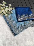 FANCY CRUSH EMBROIDERY BUTTA WORK SAREE WITH UNSTITCHED BLOUSE PARTY WEAR WHOLESALE PRICE ETHNIC GARMENT (4)