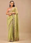 FANCY DIAMOND CHINON EMBROIDERY CODING MULTI THREAD SEQUENCE WORK SAREE WITH UNSTITCHED BLOUSE PARTY WEAR WHOLESALE PRICE ETHNIC GARMENT (5)