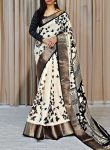 FANCY DOLA SILK JACQUARD WEAVING BOREDER WITH KALAMKARI PRINT WORK SAREE WITH UNSTITCHED BLOUSE FESTIVAL WEAR WHOLESALE PRICE ETHNIC GARMENT 1 (3)