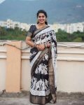 FANCY DOLA SILK JACQUARD WEAVING BOREDER WITH KALAMKARI PRINT WORK SAREE WITH UNSTITCHED BLOUSE FESTIVAL WEAR WHOLESALE PRICE ETHNIC GARMENT (8)