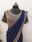 FANCY GEORGETTE EMBROIDEDY SEQUENCE WORK READY TO WEAR SAREE WITH STITCHED BLOUSE PARTY WEAR WHOLESALE PRICE ETHNIC GARMENT (5)