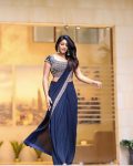 FANCY GEORGETTE EMBROIDEDY SEQUENCE WORK READY TO WEAR SAREE WITH STITCHED BLOUSE PARTY WEAR WHOLESALE PRICE ETHNIC GARMENT (5)