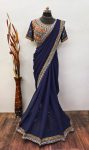 FANCY GEORGETTE EMBROIDEDY SEQUENCE WORK READY TO WEAR SAREE WITH STITCHED BLOUSE PARTY WEAR WHOLESALE PRICE ETHNIC GARMENT (5)