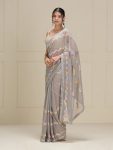 FANCY GEORGETTE EMBROIDERY SEQUENCE LACE WORK SAREE WITH UNSTITCHED BLOUSE PARTY WEAR WHOLESALE PRICE ETHNIC GARMENT (6)