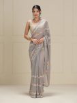 FANCY GEORGETTE EMBROIDERY SEQUENCE LACE WORK SAREE WITH UNSTITCHED BLOUSE PARTY WEAR WHOLESALE PRICE ETHNIC GARMENT (6)