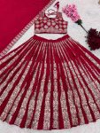 FANCY GEORGETTE EMBROIDERY SEQUENCE WORK LEHENGA CHOLI WITH DUPATTA PARTY WEAR WHOLESALE PRICE ETHNIC GARMENT (3)