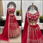 FANCY GEORGETTE EMBROIDERY SEQUENCE WORK LEHENGA CHOLI WITH DUPATTA PARTY WEAR WHOLESALE PRICE ETHNIC GARMENT (3)